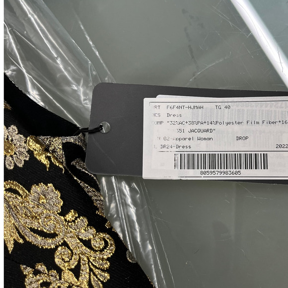 DOLCE & GABBANA Gold Metallic Jacquard Sleeveless Mini Dress 46 XL - Picture 8 of 9